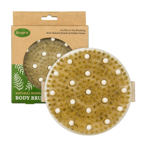 EcoPro Natural Wood Body Brush & Massager – Rubber Nodes